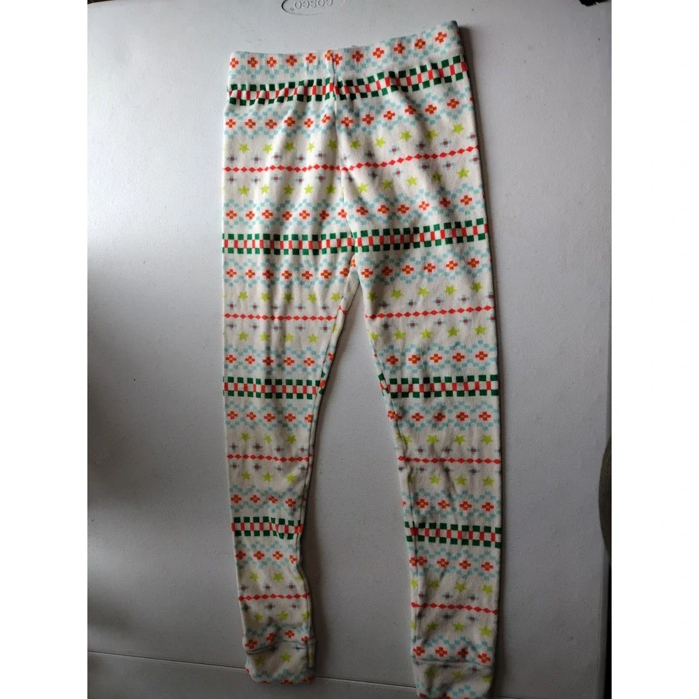 Cat & Jack Kids Pajama Set Size 12 Fair Isle Star Pattern‎ Green Orange Blue 2pc